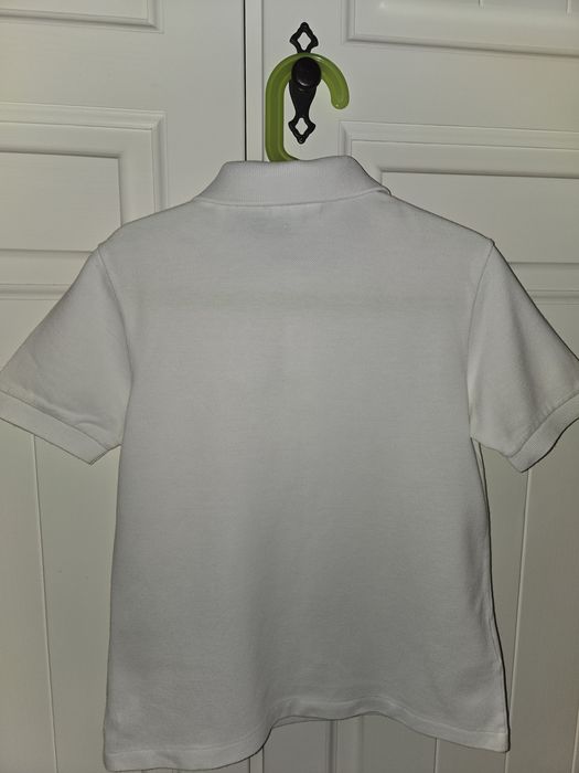 Tricou polo copii alb, 6-9 ani, Lacoste, ca nou
