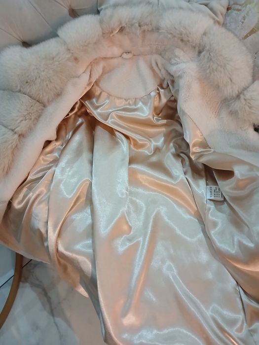 Палто естествен косъм лисица и алкантара