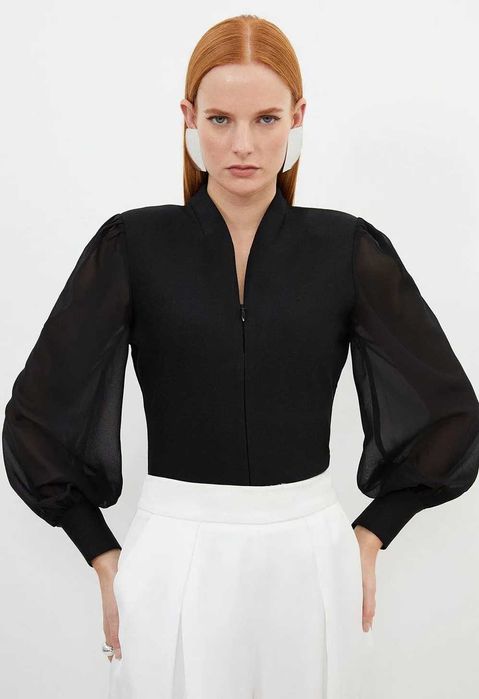 RESERVED Superba Bluza  Top Fashion/Chic Dama Gri Maneci Bufante