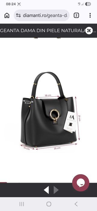Geantă  din piele naturală  Diamanti Amelie neagră