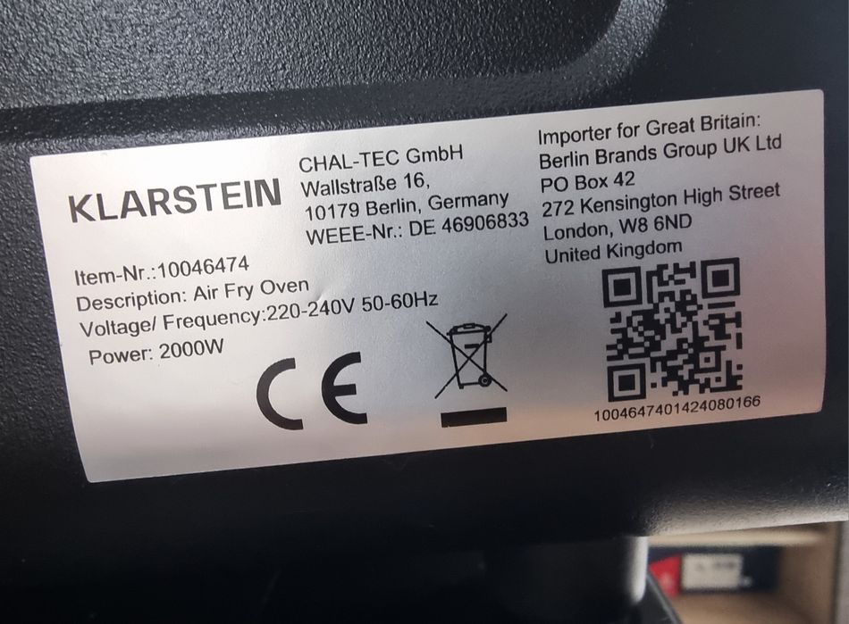 Фурна с горещ въздух Klarstein 34L