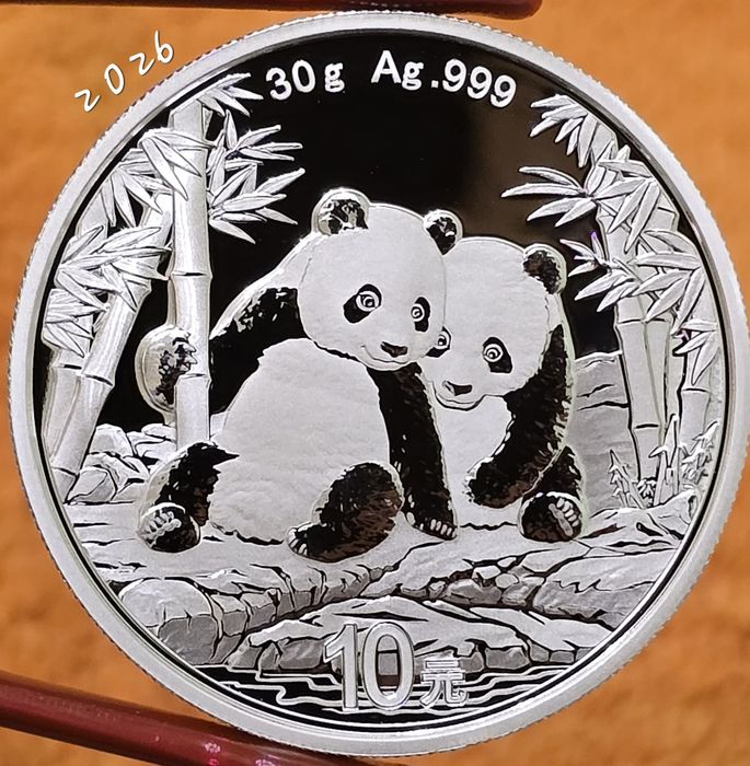 China Panda 2008-2026 monede argint lingou 999
