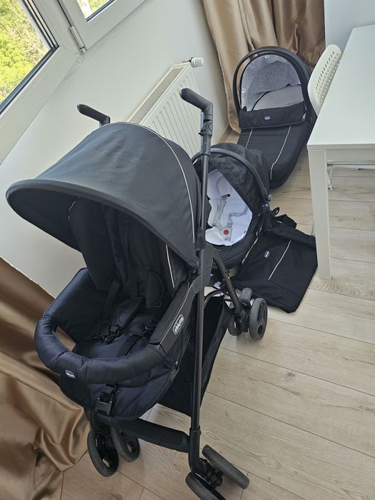 Carucior 3 in 1 Chicco Trio Sprint, BlackNight (Negru), 0luni+