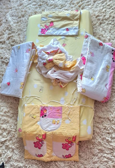 Lenjerie cu laterale cu ursulet pătuț bebe 7 în 1