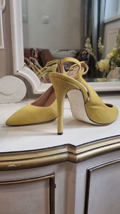 Pantofi slingback Pollini-piele intoarsa naturala