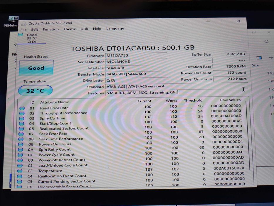 Hardisk Toshiba 500GB foarte putin utilizat