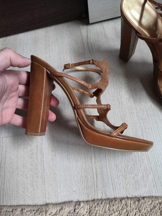 Sandale STEFANEL Brown  camel leather suede high heels sandals Nr.39
