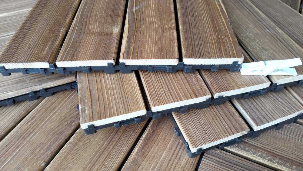 Безплатна доставка! Дървени декинг плочки 30/30 см. на подложка с клик