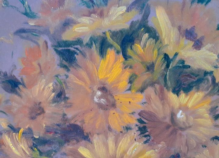 Tablou vechi in ulei . Cadoul perfect. Flori , natura moarta