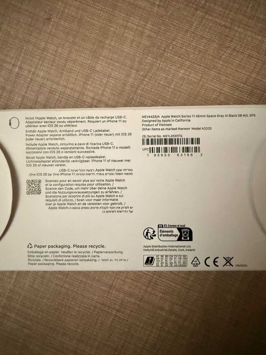 Apple Watch Series 11 46mm Space Gray GPS M/L