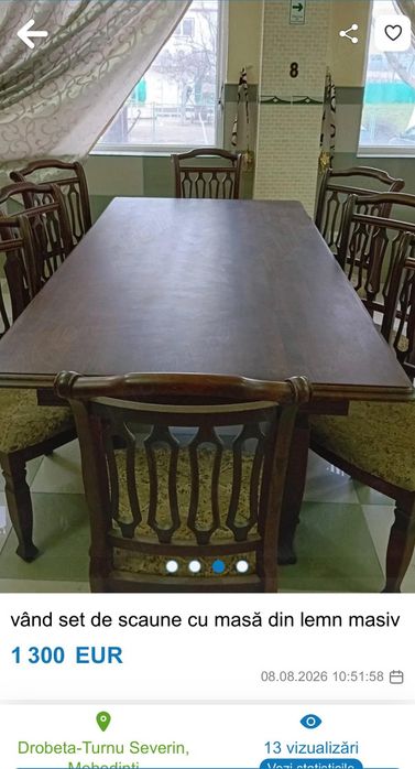 De vânzare scaun si masă din lemn masiv