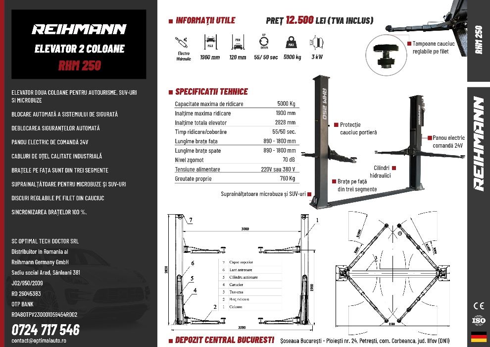 Elevator auto 2 coloane 5t Microbuze - Autoutilitare REIHMANN RHM250