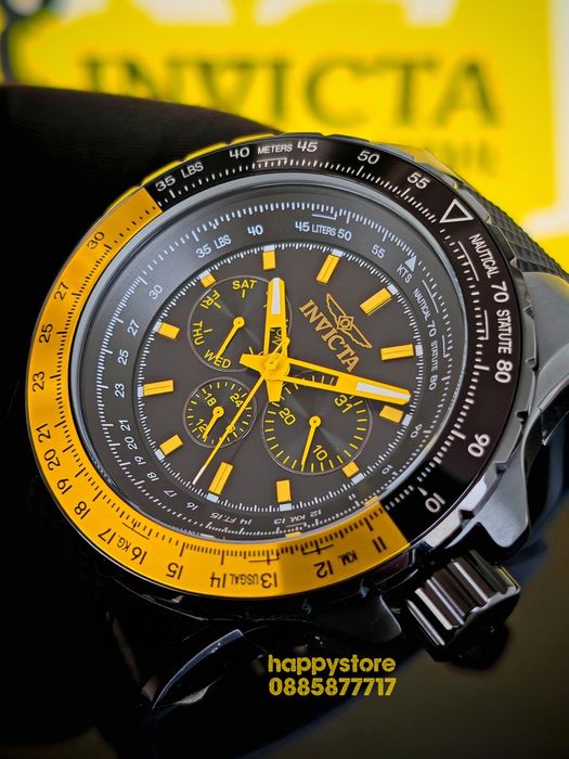 INVICTA Aviator Black/Yellow 50 mm, Инвикта нов ръчен часовник