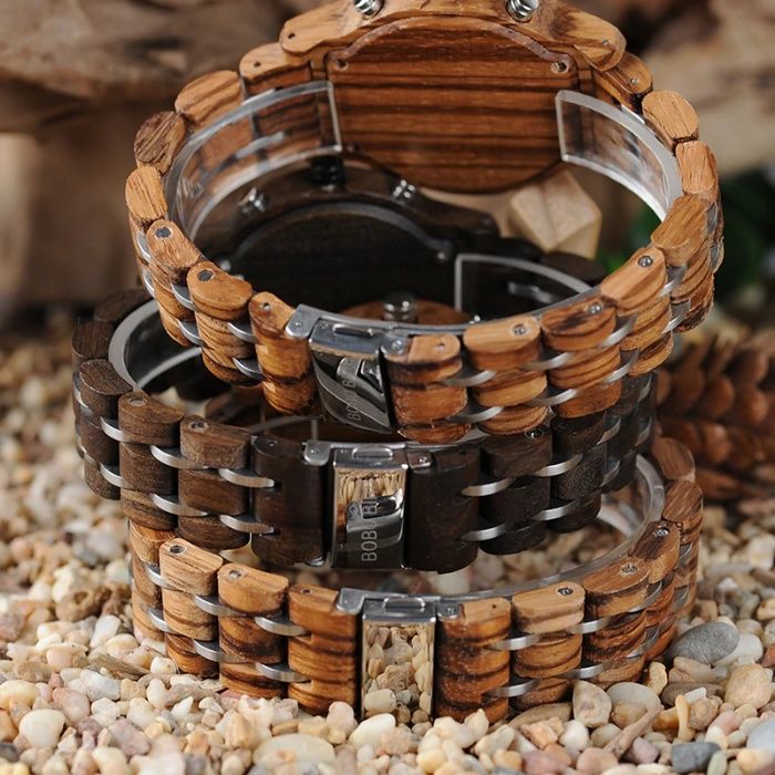 Bobo Bird ceas lemn lux cu curea lemn otel cutie P18 femei