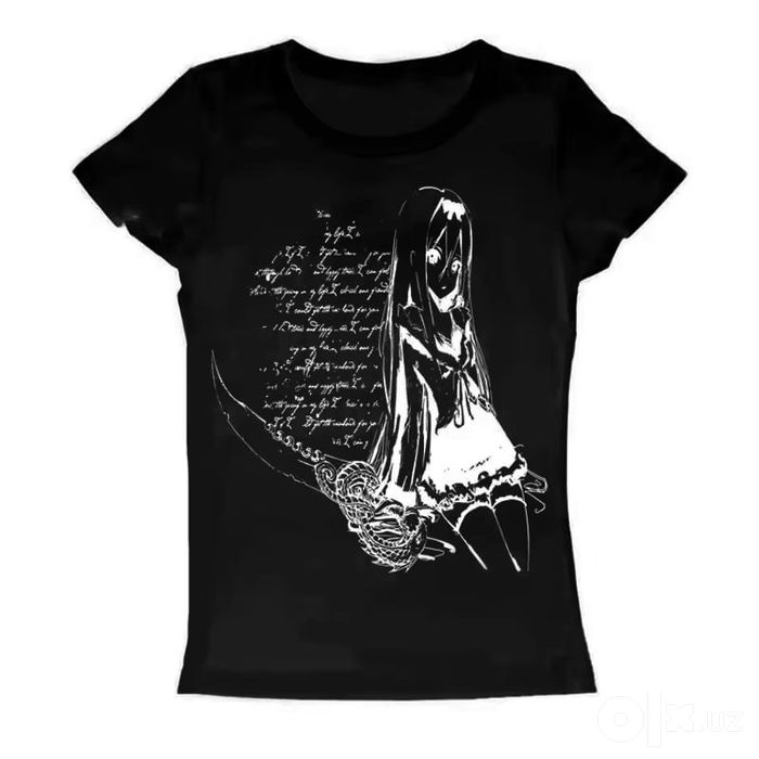 Футболка Y2K Anime Goth белая/черная