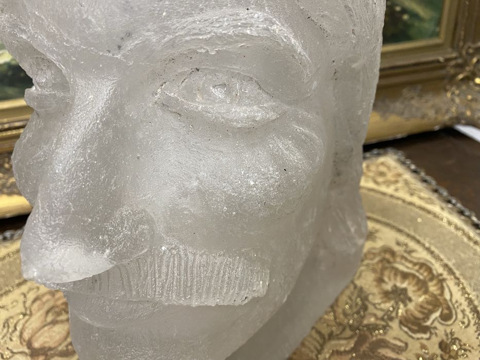 Винтидж стъклена скулптура глава мъж 1970 Германия