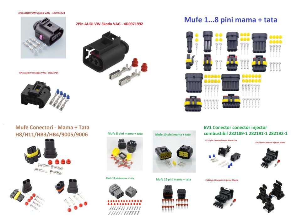Mufe Conectori Electrici 1pin pana la 16 Pinii /  Atv- Biciclete
