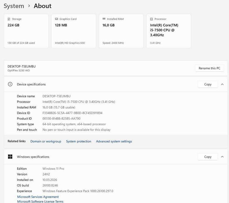 ALL IN ONE DELL I3 6100 sau I5 7500, 12G sau 16G DDR, 128 sau 256G SSD