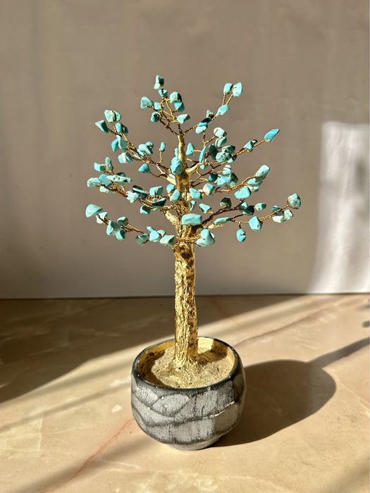 Дерево из бирюзы, дерево из натуральных камней, ручная работа