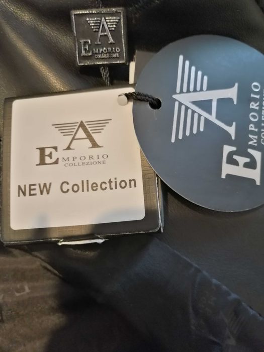 Redus 500RON.Sacou dama piele ecologica EMPORIO ARMANI, maro,marimea S