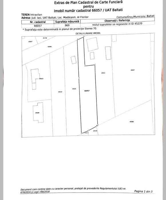 Teren Intravilan 969 mp – Mădârjești (Bălțați), Jud. Iași – Ideal