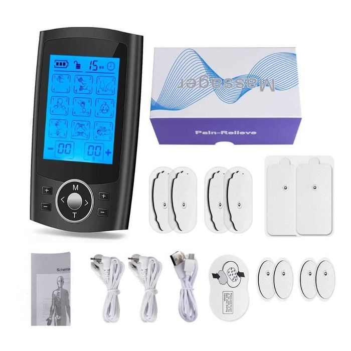 Aparat de masaj cu electrostimulare, 36 Moduri de masaj, Negru