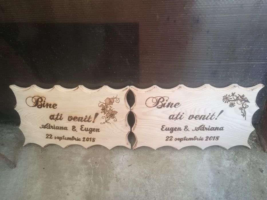 Realizăm pancarte pentru nuntă/botez/onomastice și leagăne de copii