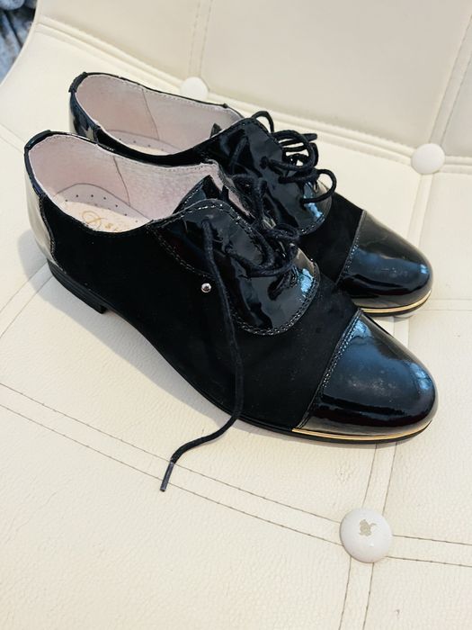 Pantofi casual dama piele negru/burgundy M 36