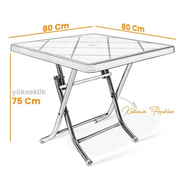 Градинска маса с метални крака 80x80см