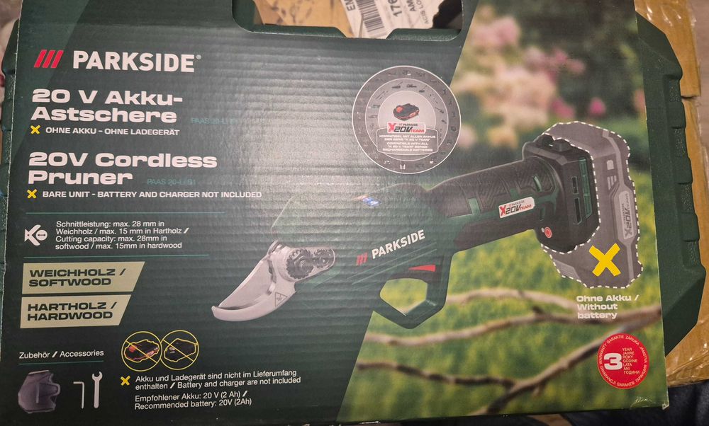 Parkside 20V акумулаторна лозарска ножица за клони, ГАРАНЦИЯ