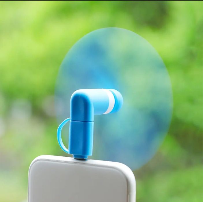 Мини вентилятор для телефона с розетками  Micro-USB -Usb Type-С