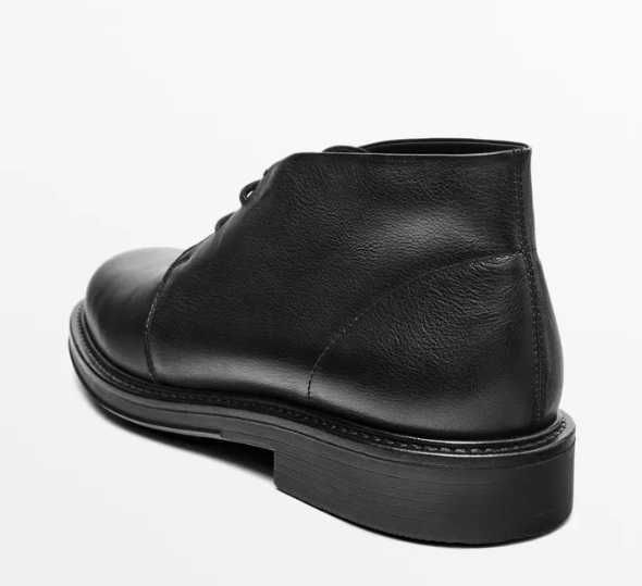 Ghete derby 44 lace up Massimo Dutti NOI piele naturala moale negru