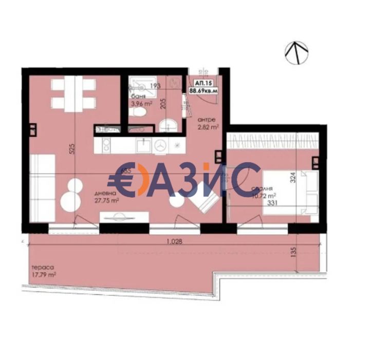 2-стаен апартамент на 4-ти етаж, Антик 13, Созопол - 91,09 кв. м.,