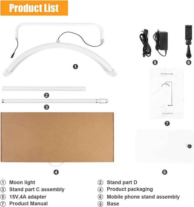 Lampa led semiluna, Moon Light, 28 inch, 50w -Alba/Neagra