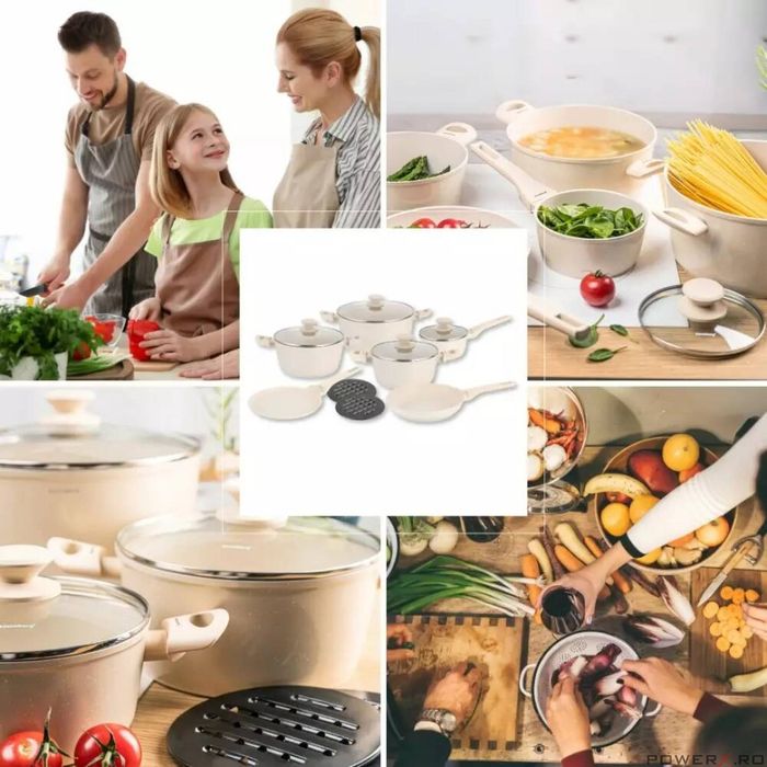 Set oale gatit, 12 piese, aluminiu cu invelis marmorat, 28/24/20/16