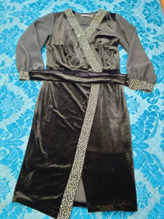 Велюровая турецк платье рукава шифон  2000тг