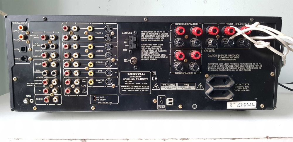 Receiver Onkyo TX DS 676 - 110W/canal 15 kg Hi-Fi Stereo audiophile