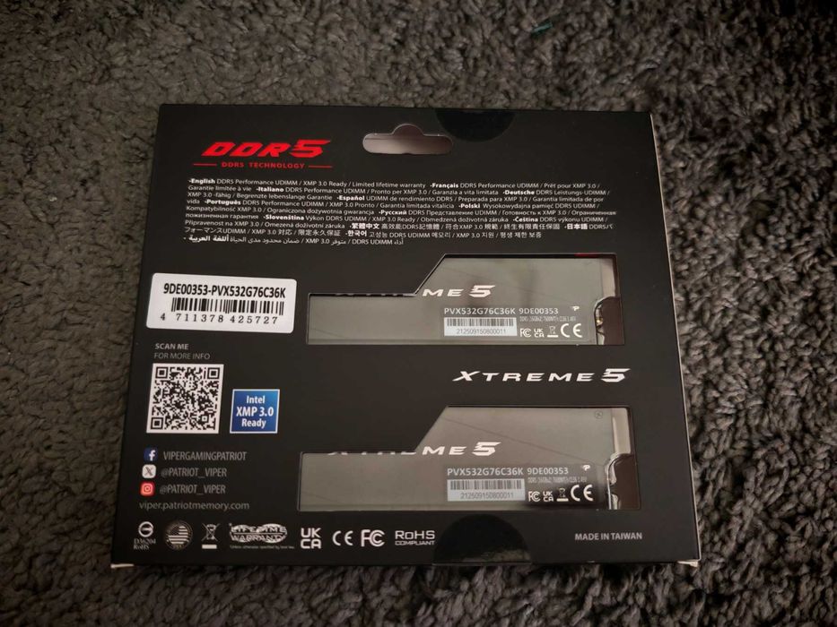 НОВА ! Рам памет Patriot Viper Xtreme 5 2x16GB 32GB DDR5 7600Mhz CL36