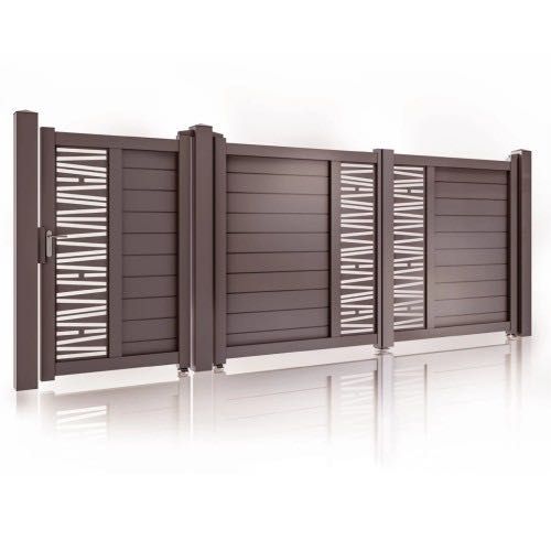 Set porți metalice din aluminiu Omar, Maro închis RAL 8017