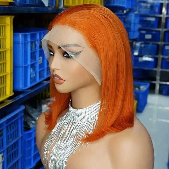 Естествена оранжева дамска перука с дантела лейс фронт 13x4