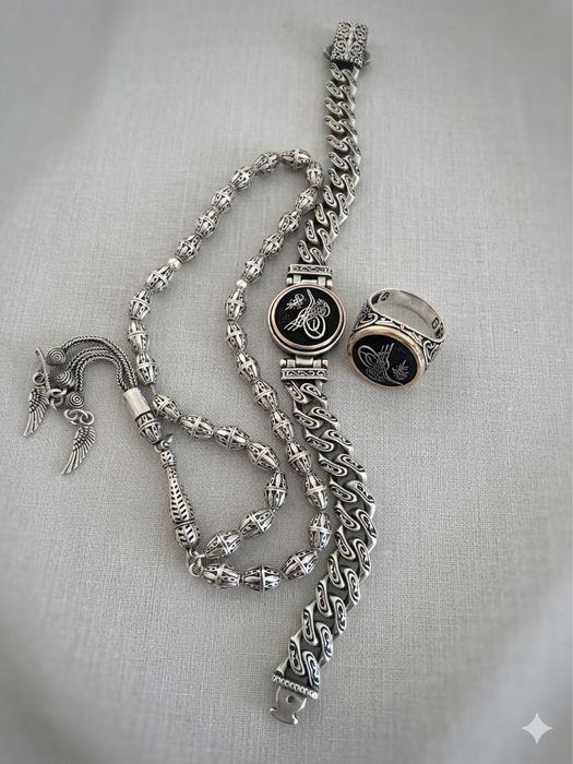 Кумуш браслет ва узук 81.6 гр Туркия