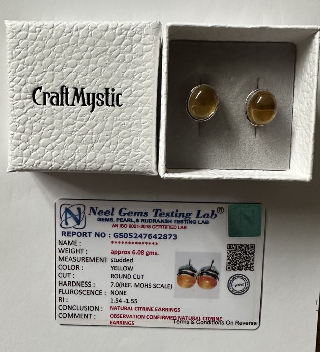 Cercei din argint cu citrin