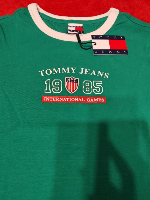 Tricou dama Tommy Jeans verde pentru M sau L slim