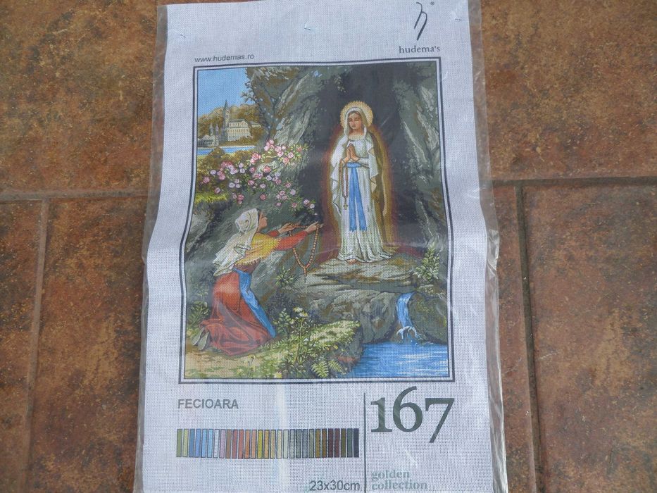 Goblen de cusut cu fire incluse Maria,Petru eliberat de inger,Fecioara 25 pe 35cm