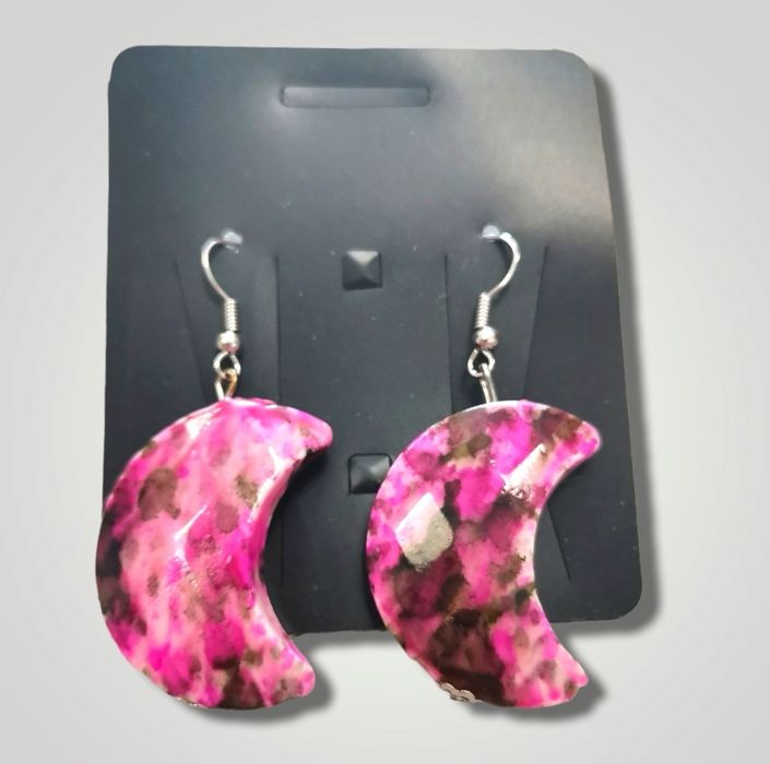 Обеци от розово- кафяв камък