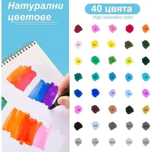 Двойни маркери с дълготрайни пълнители и чанта - 48/60/80/120/168 бр