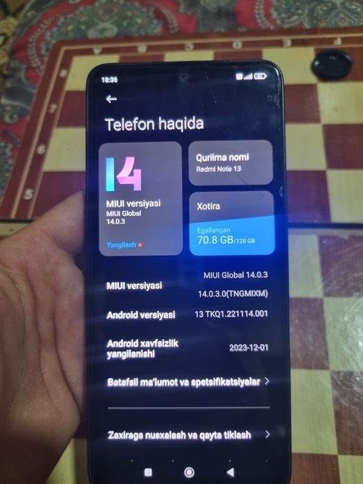 Redmi Note 13 dakument bilan