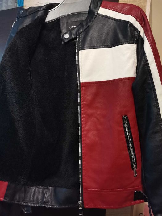 Vand geaca barbati, din imitatie de piele, captusita cu blanita