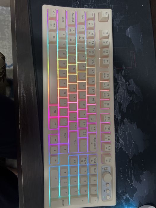 Топовая без проводная игровая клавиатура EWADEN V97 кремовый