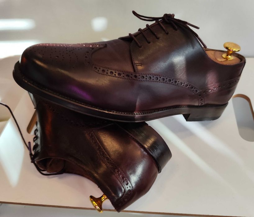 Pantofi derby 42.5 43 brogue Lav Artigianale piele naturala moale